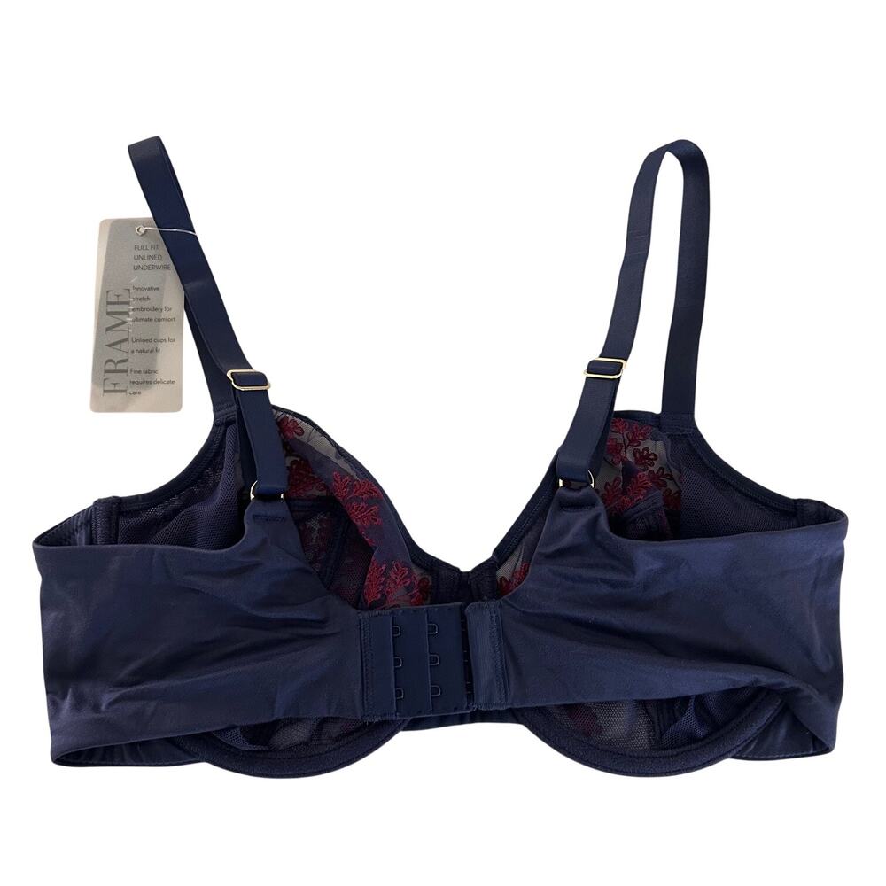 Natori Bra Womens 36D Navy Embroidered Lace Unlined Underwire Full Coverage New - Picture 6 of 11